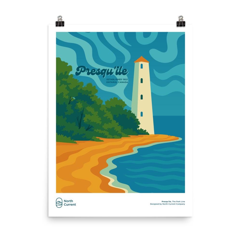 Presqu'ile Retro Ontario Park Poster – Vintage-Style Travel Print, 1960s Midcentury Design | 12x16, 16x20, 18x24, 24x36 Wall Art