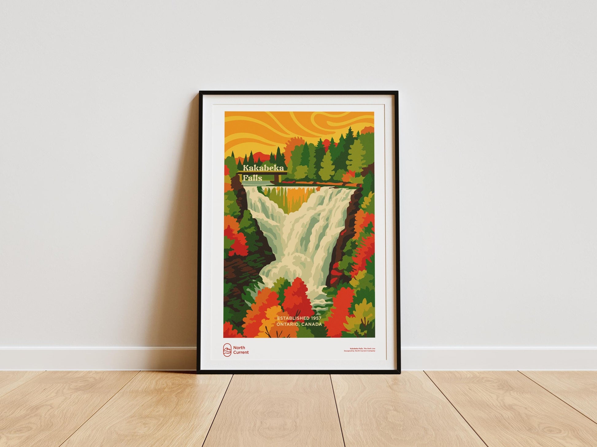Kakabeka Falls Poster: Retro Ontario Park, Mid-Century Travel Print