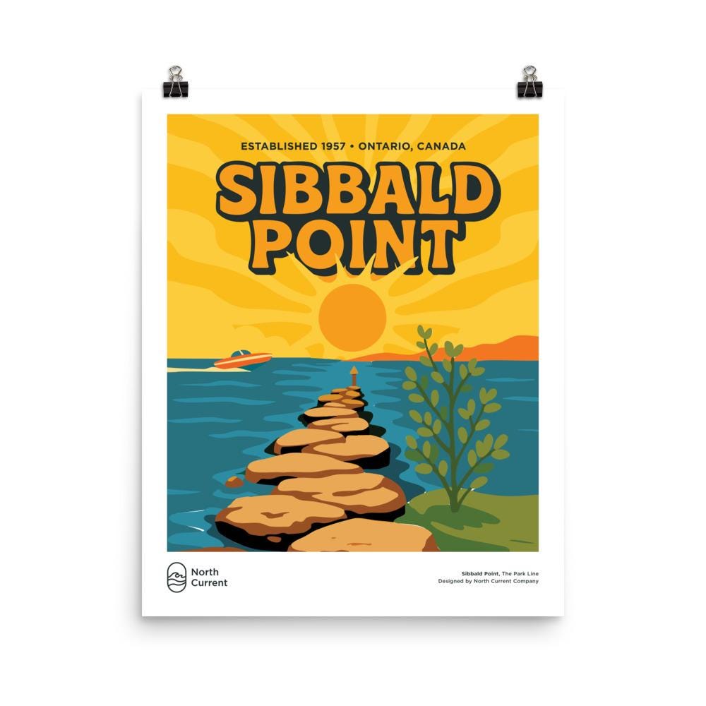 Sibbald Point Retro Ontario Park Poster – Vintage-Style Travel Print, 1960s Midcentury Design | 12x16, 16x20, 18x24, 24x36 Wall Art
