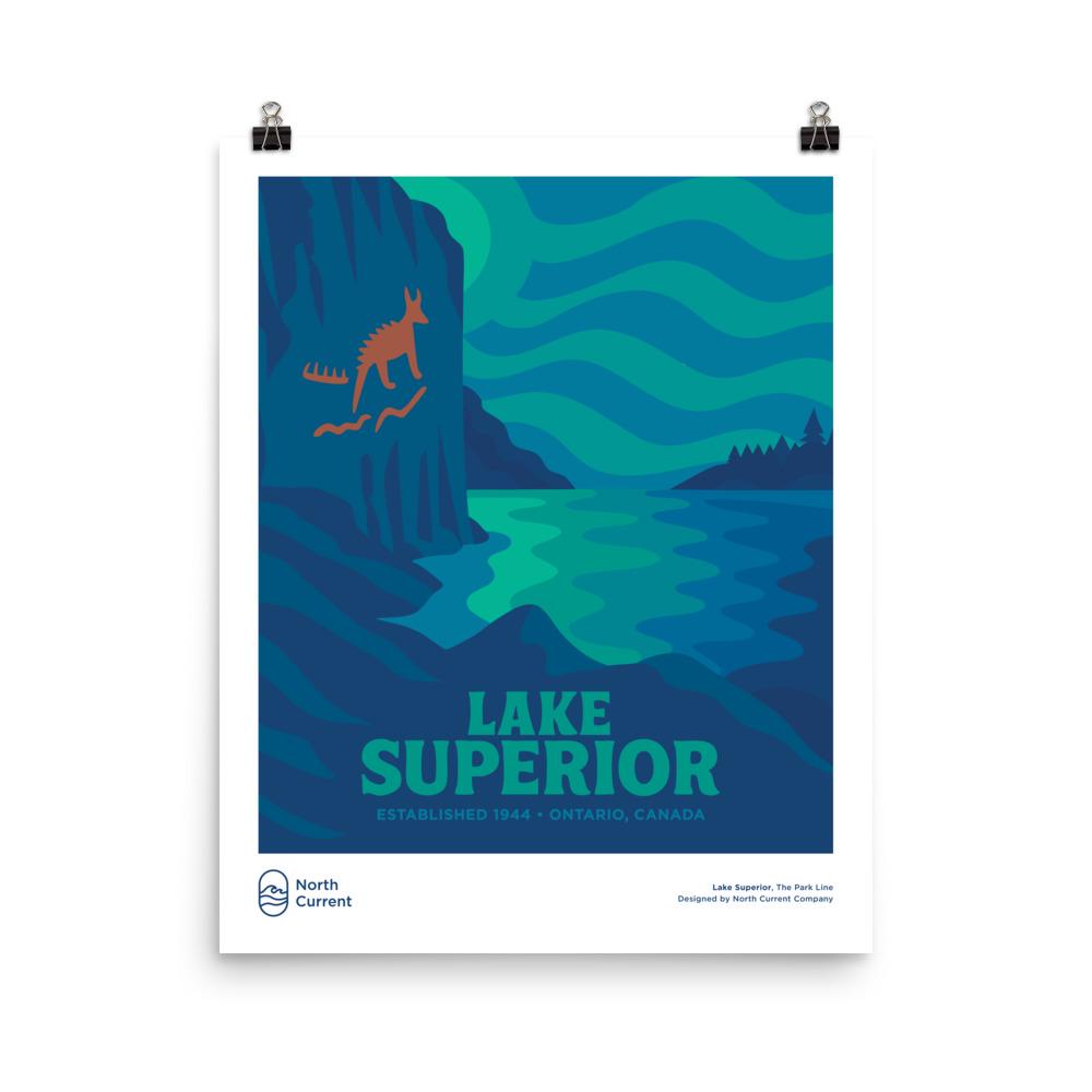 Lake Superior Retro Ontario Park Poster – Vintage-Style Travel Print, 1960s Midcentury Design | 12x16, 16x20, 18x24, 24x36 Wall Art