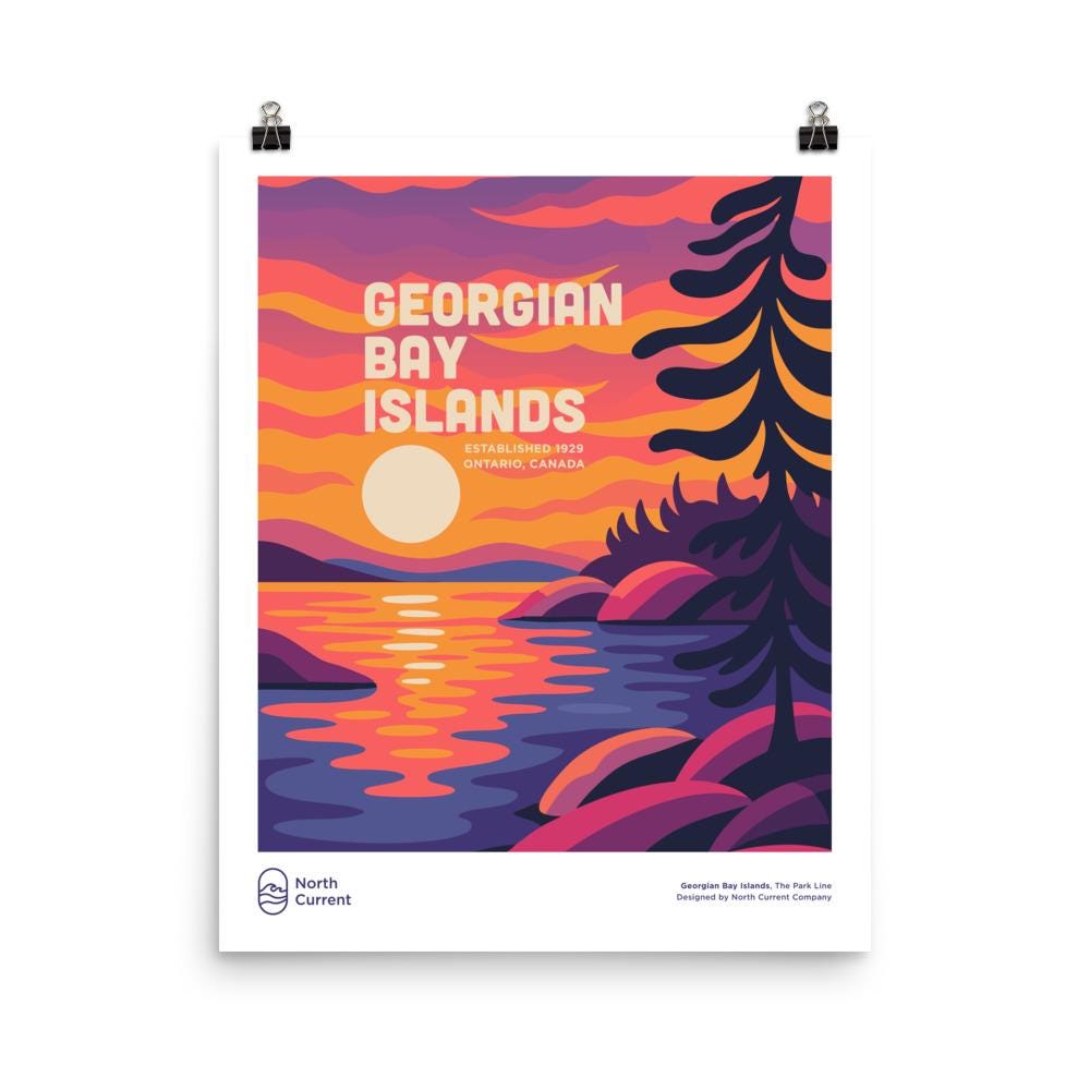Georgian Bay Lakes Retro Ontario Park Poster – Vintage-Style Travel Print, 1960s Midcentury Design | 12x16, 16x20, 18x24, 24x36 Wall Art