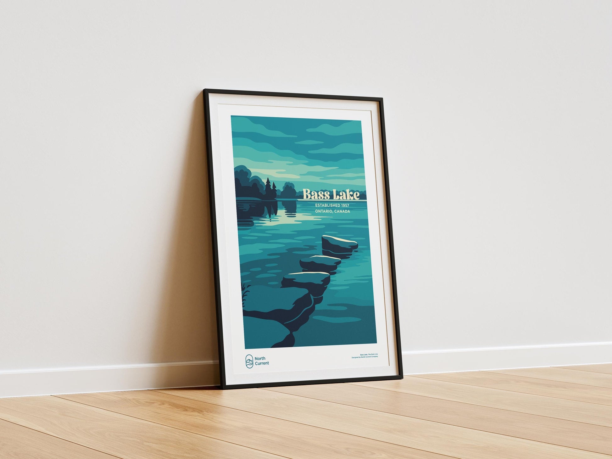 Bass Lake Ontario Poster – Retro Travel Print, Mid-Century Modern Art