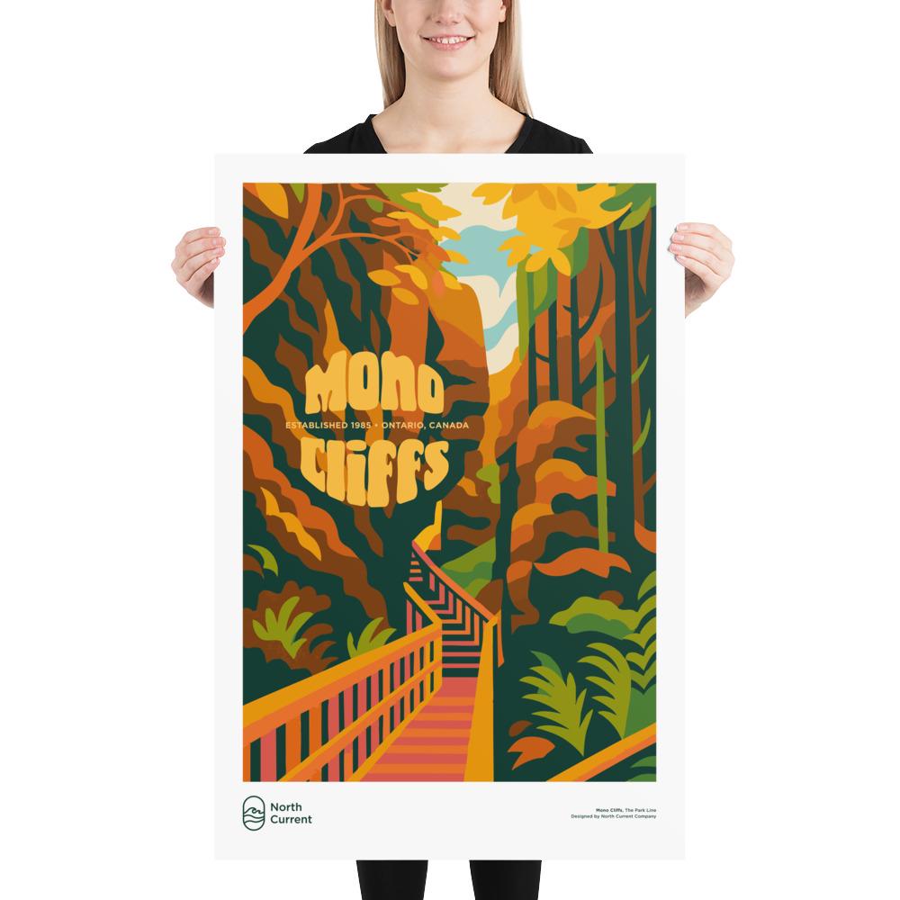 Mono Cliffs Retro Ontario Park Poster – Vintage-Style Travel Print, 1960s Midcentury Design | 12x16, 16x20, 18x24, 24x36 Wall Art