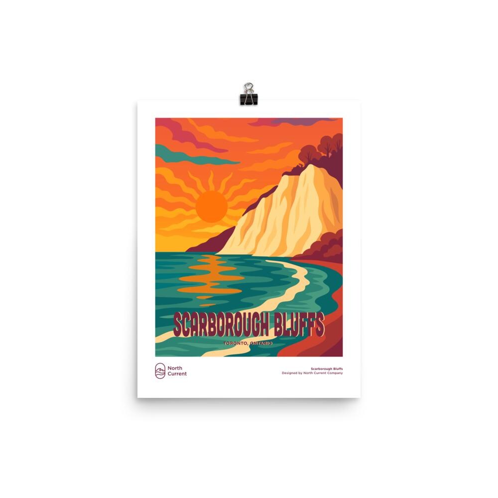 Scarborough Bluffs Retro Ontario Park Poster – Vintage-Style Travel Print, 1960s Midcentury Design | 12x16, 16x20, 18x24, 24x36 Wall Art