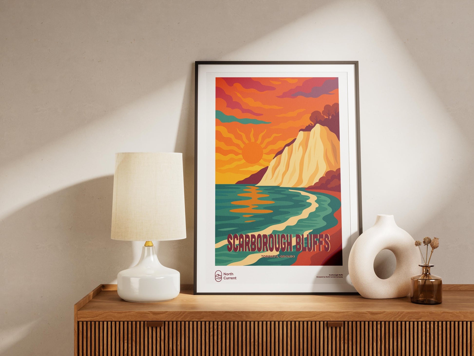 Scarborough Bluffs Poster – Retro Ontario Park, Mid-Century Travel Print