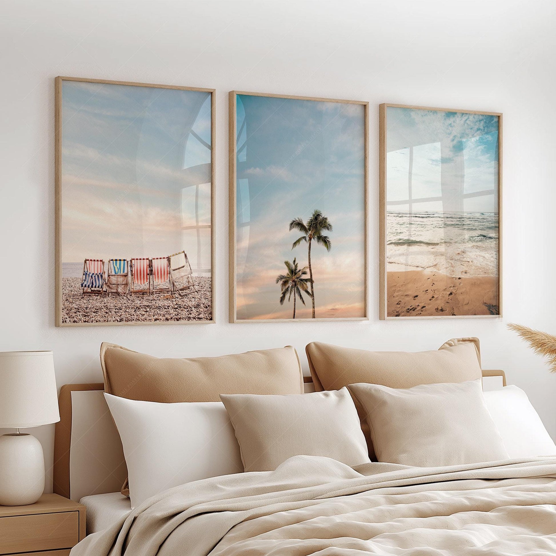 Beach Wall Art Set of 3 Prints – Coastal Ocean Photography Boho Decor