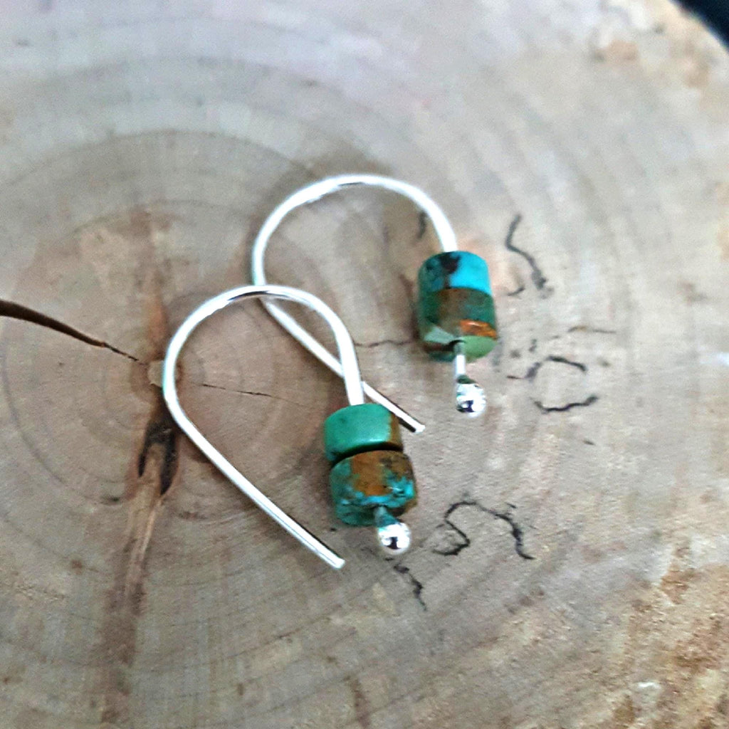Red creek jasper Sterling Silver Hoop Earrings: Jasper, Onyx, turquoise
