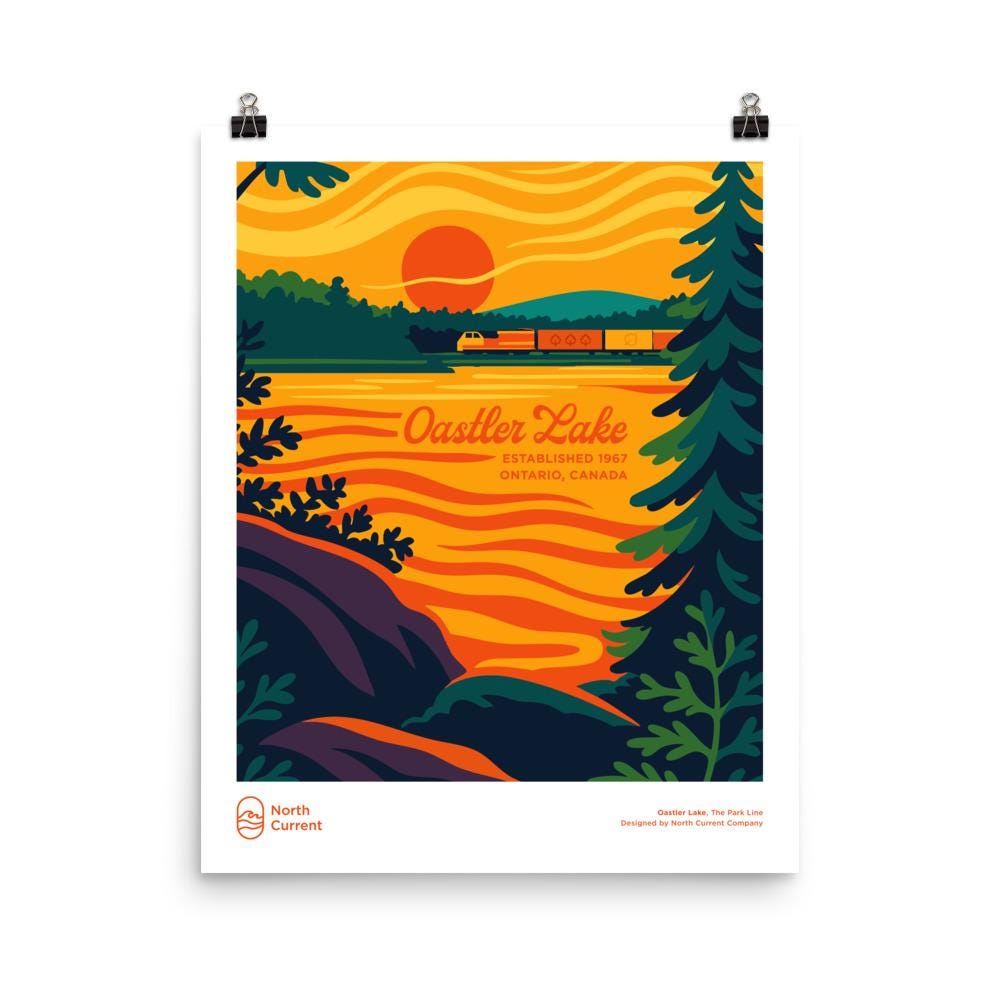 Oastler Lake Retro Ontario Park Poster – Vintage-Style Travel Print, 1960s Midcentury Design | 12x16, 16x20, 18x24, 24x36 Wall Art