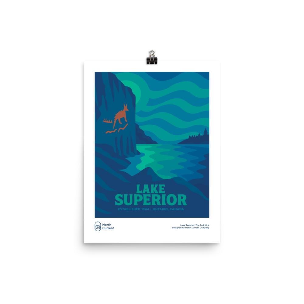 Lake Superior Retro Ontario Park Poster – Vintage-Style Travel Print, 1960s Midcentury Design | 12x16, 16x20, 18x24, 24x36 Wall Art