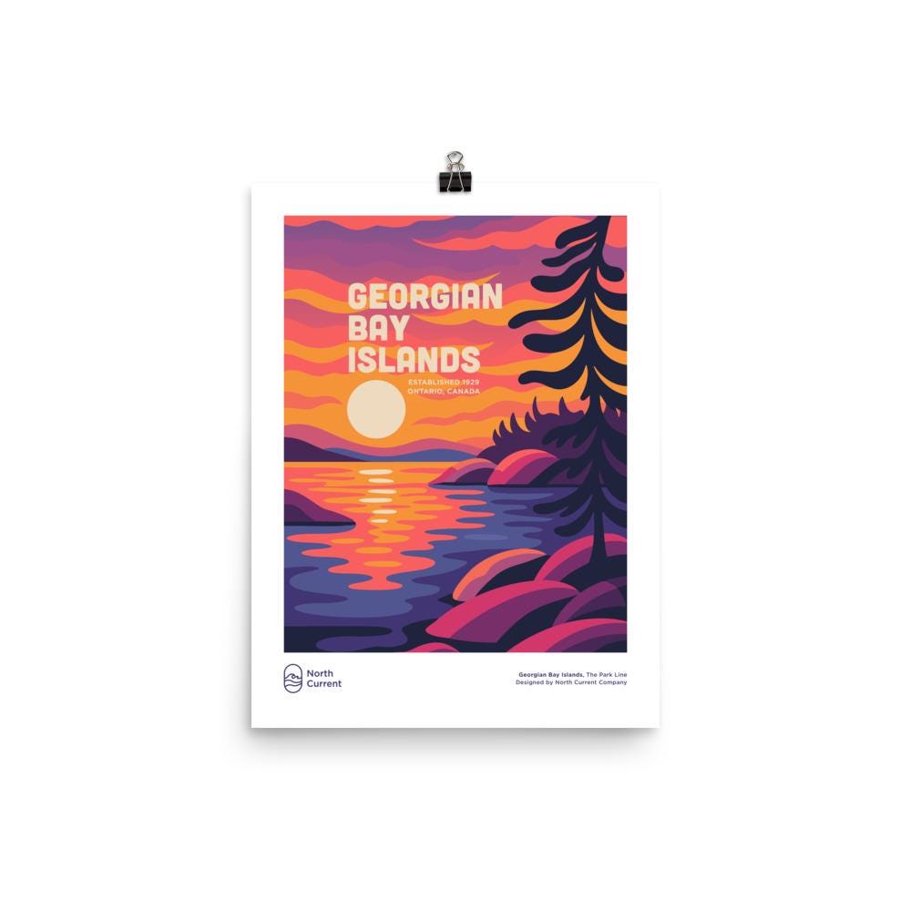 Georgian Bay Lakes Retro Ontario Park Poster – Vintage-Style Travel Print, 1960s Midcentury Design | 12x16, 16x20, 18x24, 24x36 Wall Art