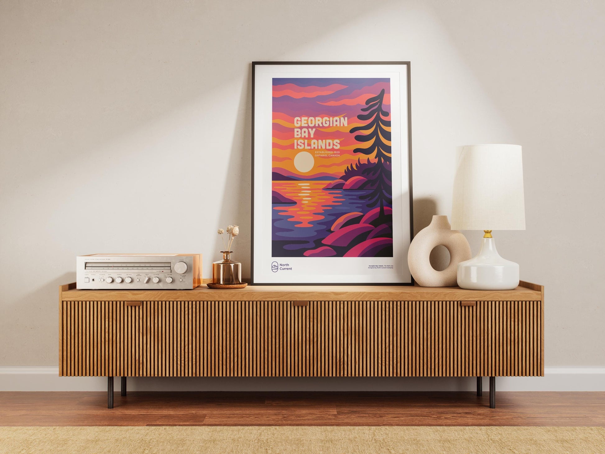 Georgian Bay Islands Poster – Retro Ontario Park, Mid-Century Travel Print