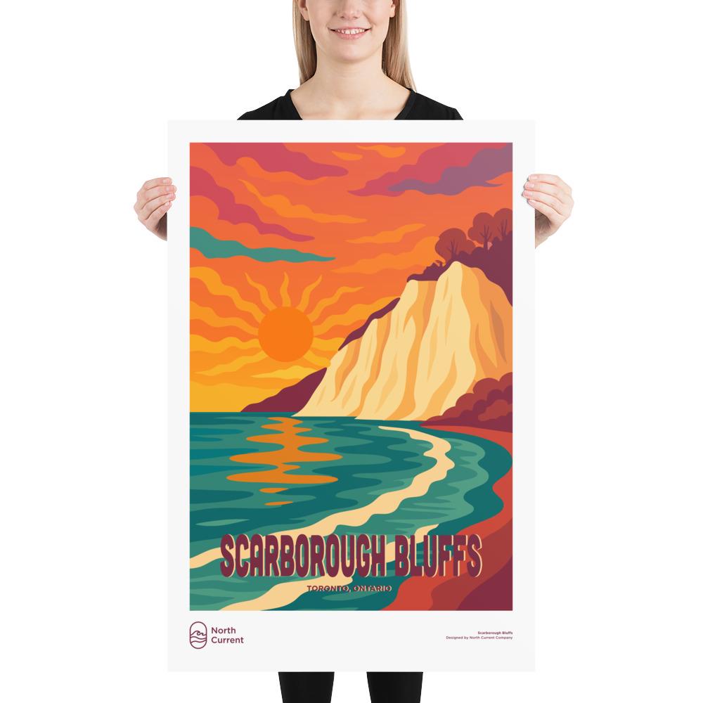 Scarborough Bluffs Retro Ontario Park Poster – Vintage-Style Travel Print, 1960s Midcentury Design | 12x16, 16x20, 18x24, 24x36 Wall Art