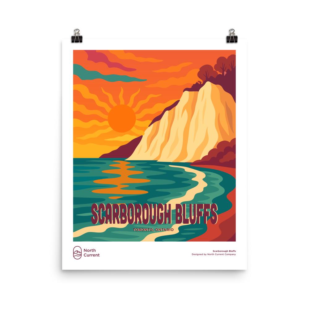 Scarborough Bluffs Retro Ontario Park Poster – Vintage-Style Travel Print, 1960s Midcentury Design | 12x16, 16x20, 18x24, 24x36 Wall Art