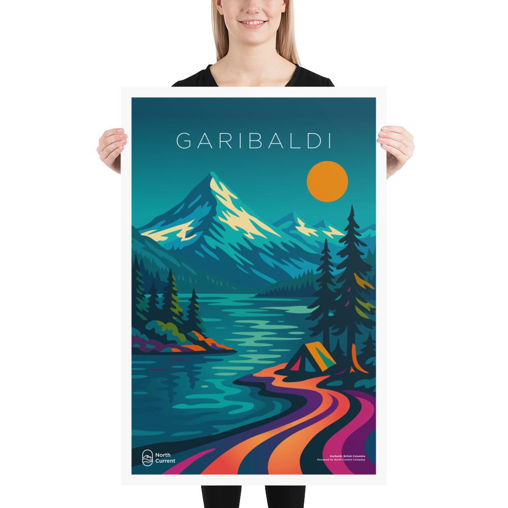 Garibaldi 1990s Travel Poster – Bold Canadian West Print, Neon Retro Design | 12x16, 16x20, 18x24, 24x36 Wall Art