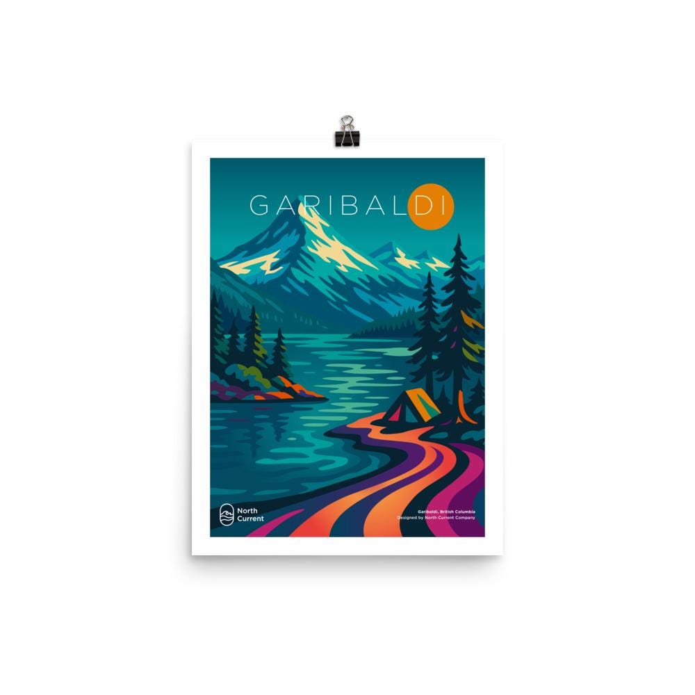 Garibaldi 1990s Travel Poster – Bold Canadian West Print, Neon Retro Design | 12x16, 16x20, 18x24, 24x36 Wall Art