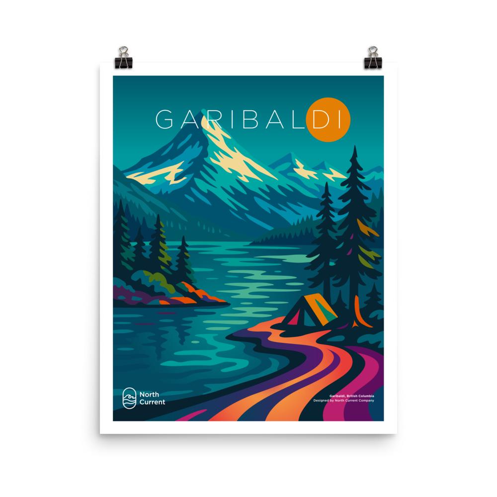 Garibaldi 1990s Travel Poster – Bold Canadian West Print, Neon Retro Design | 12x16, 16x20, 18x24, 24x36 Wall Art