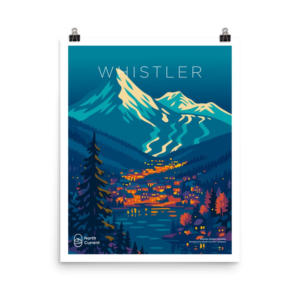 Whistler 1990s Travel Poster – Bold Canadian West Print, Neon Retro Design | 12x16, 16x20, 18x24, 24x36 Wall Art
