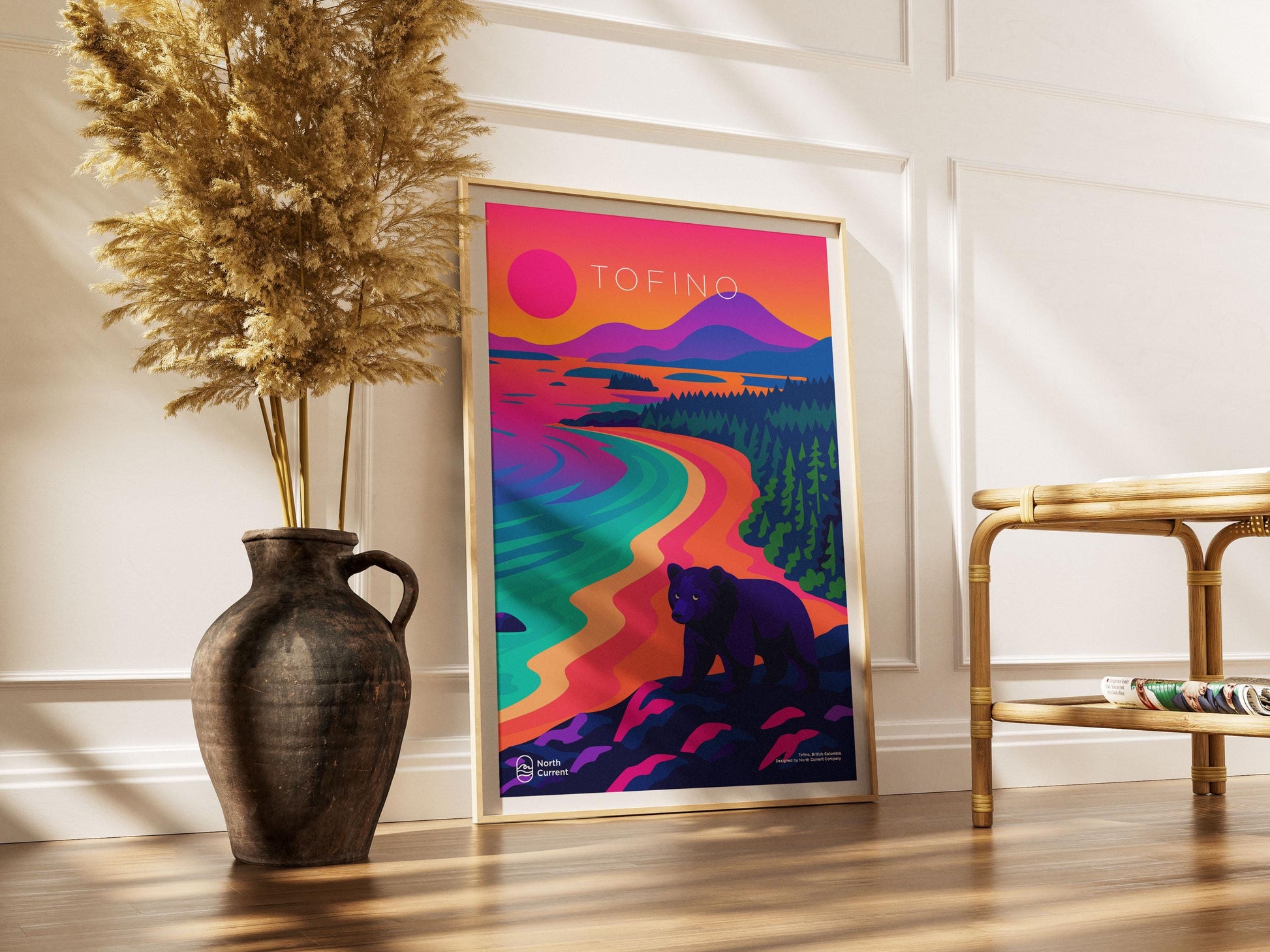 Tofino Travel Poster – Canadian West, Retro Neon Art Print