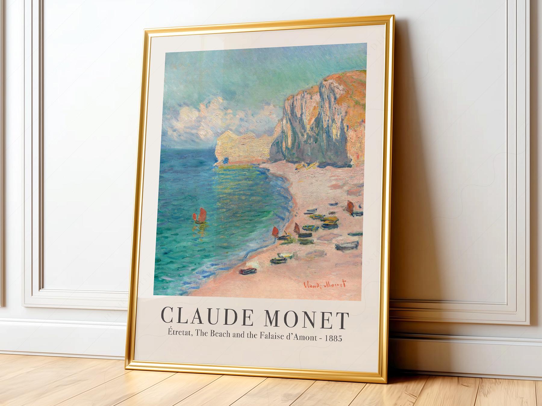Claude Monet Étretat Beach and Falaise d'Amont Print – Coastal Wall Art