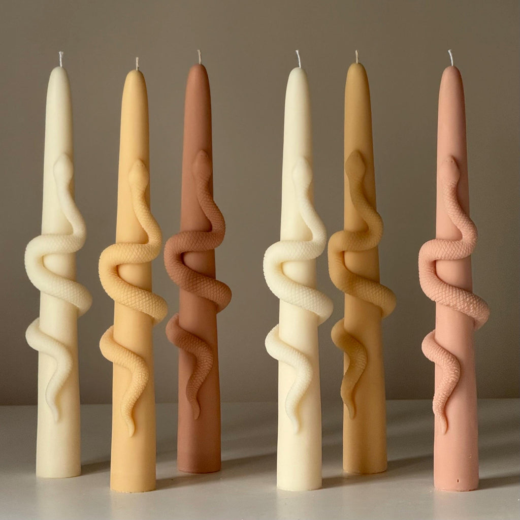 Snake Taper Soy Wax Candle: Decorative Column Pillar Candle