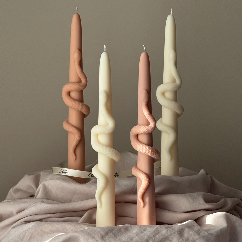 Snake Taper Soy Wax Candle: Decorative Column Pillar Candle