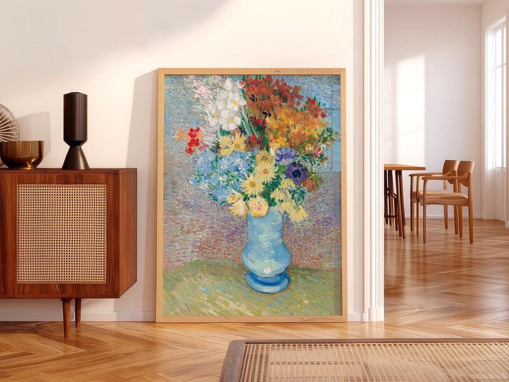 Van Gogh Flowers in a Blue Vase Art Print – Famous Painting Wall Decor