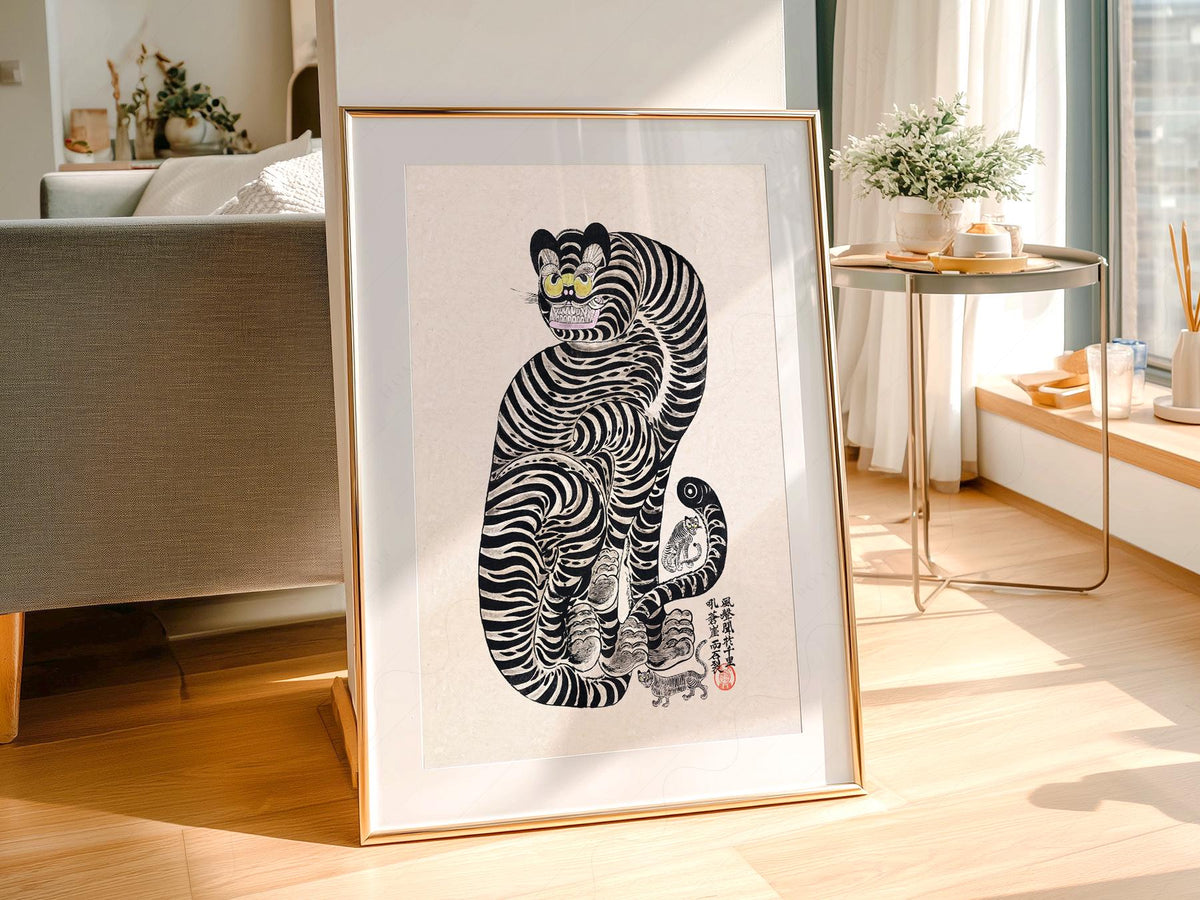 Japanese Talismanic Tiger Art Print – Vintage Asian Wall Decor Poster
