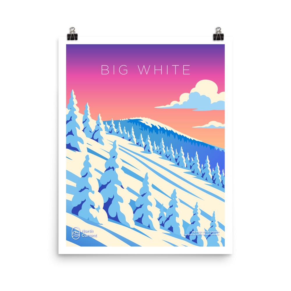 Big White 1990s Travel Poster – Bold Canadian West Print, Neon Retro Design | 12x16, 16x20, 18x24, 24x36 Wall Art