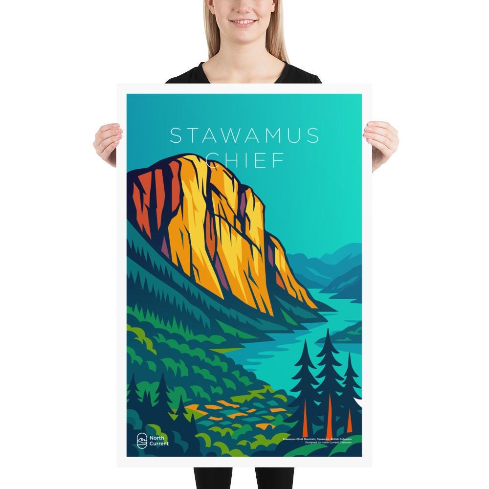 Chief 1990s Travel Poster – Bold Canadian West Print, Neon Retro Design | 12x16, 16x20, 18x24, 24x36 Wall Art