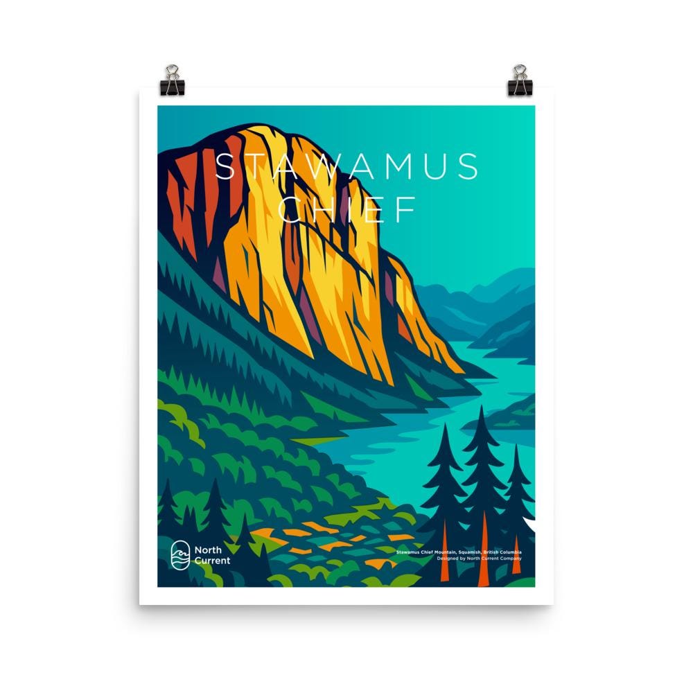 Chief 1990s Travel Poster – Bold Canadian West Print, Neon Retro Design | 12x16, 16x20, 18x24, 24x36 Wall Art