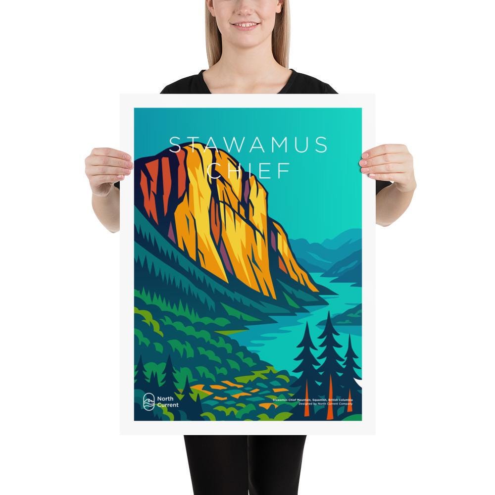 Chief 1990s Travel Poster – Bold Canadian West Print, Neon Retro Design | 12x16, 16x20, 18x24, 24x36 Wall Art