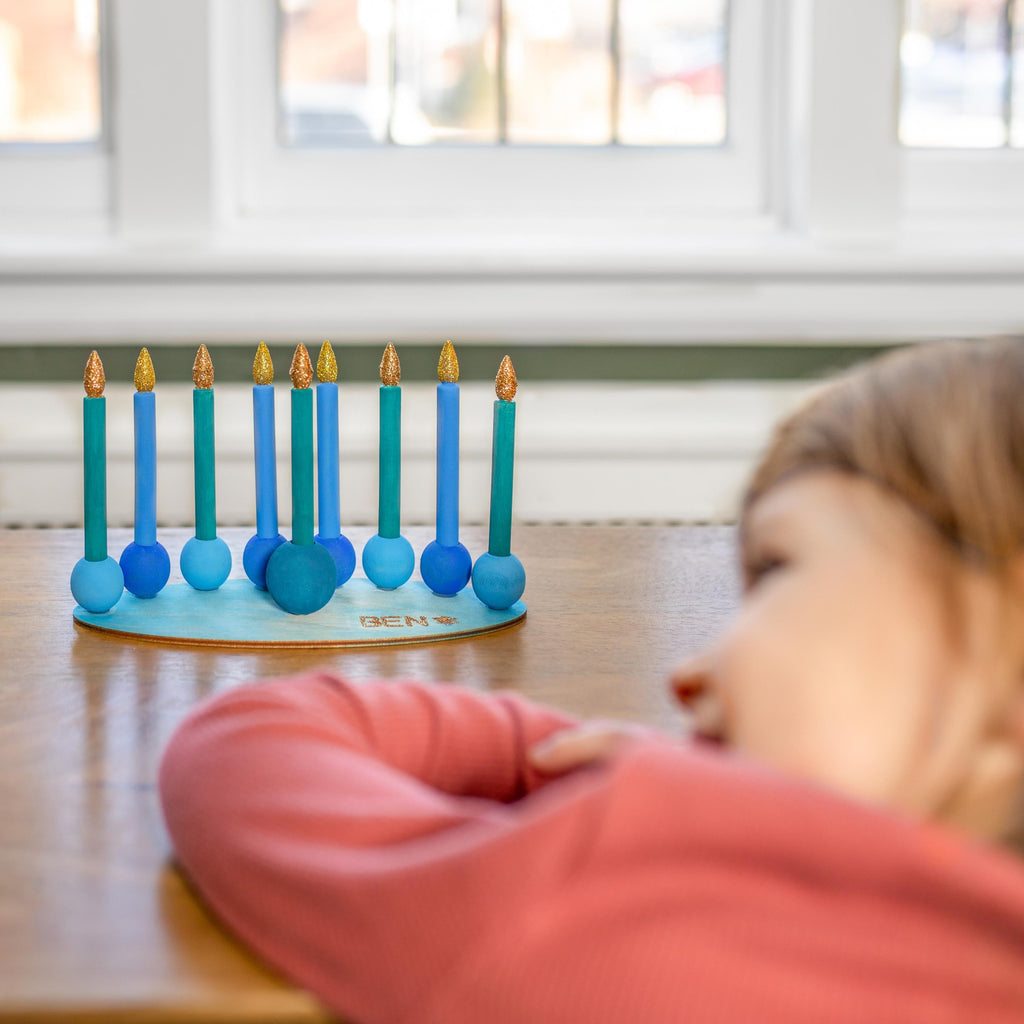 DIY Hanukkah craft kit. Kids play menorah. wooden menorah for hanukkah. Chanukah gift for kids. DIY Jewish craft. Hanukkah craft chanukia