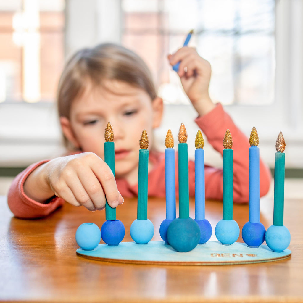 DIY Hanukkah craft kit. Kids play menorah. wooden menorah for hanukkah. Chanukah gift for kids. DIY Jewish craft. Hanukkah craft chanukia