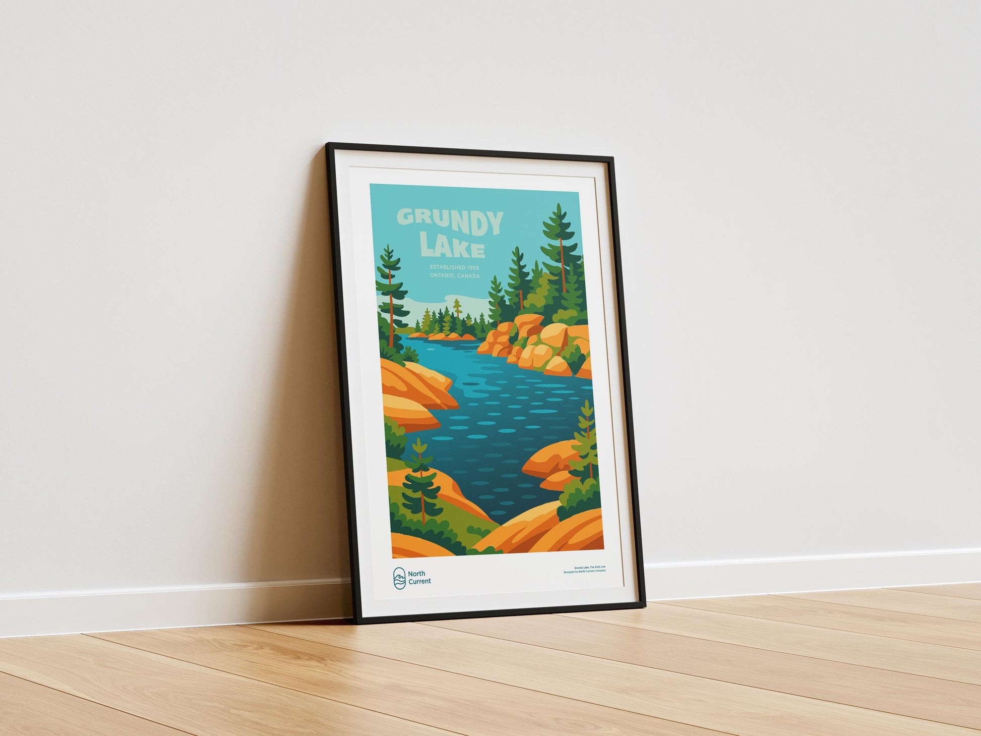 Grundy Lake Retro Travel Poster: Mid-Century Modern Ontario Park Print