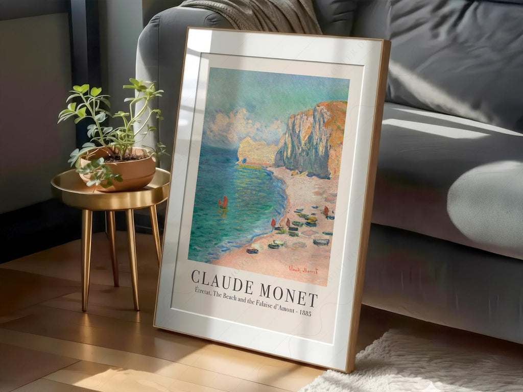 Claude Monet Étretat Beach and Falaise d'Amont Print – Coastal Wall Art