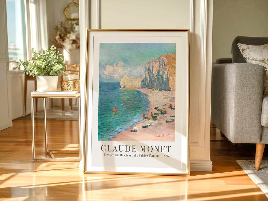 Claude Monet Étretat Beach and Falaise d'Amont Print – Coastal Wall Art
