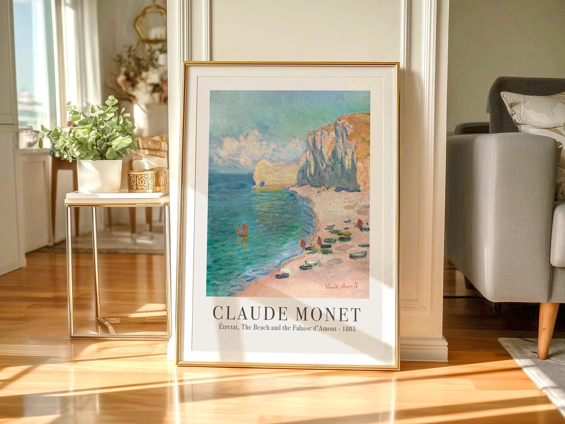 Claude Monet Étretat Beach and Falaise d'Amont Print – Coastal Wall Art