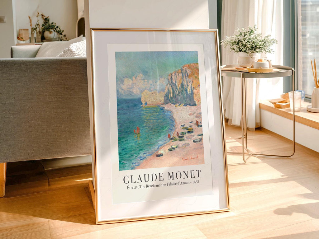 Claude Monet Étretat Beach and Falaise d'Amont Print – Coastal Wall Art