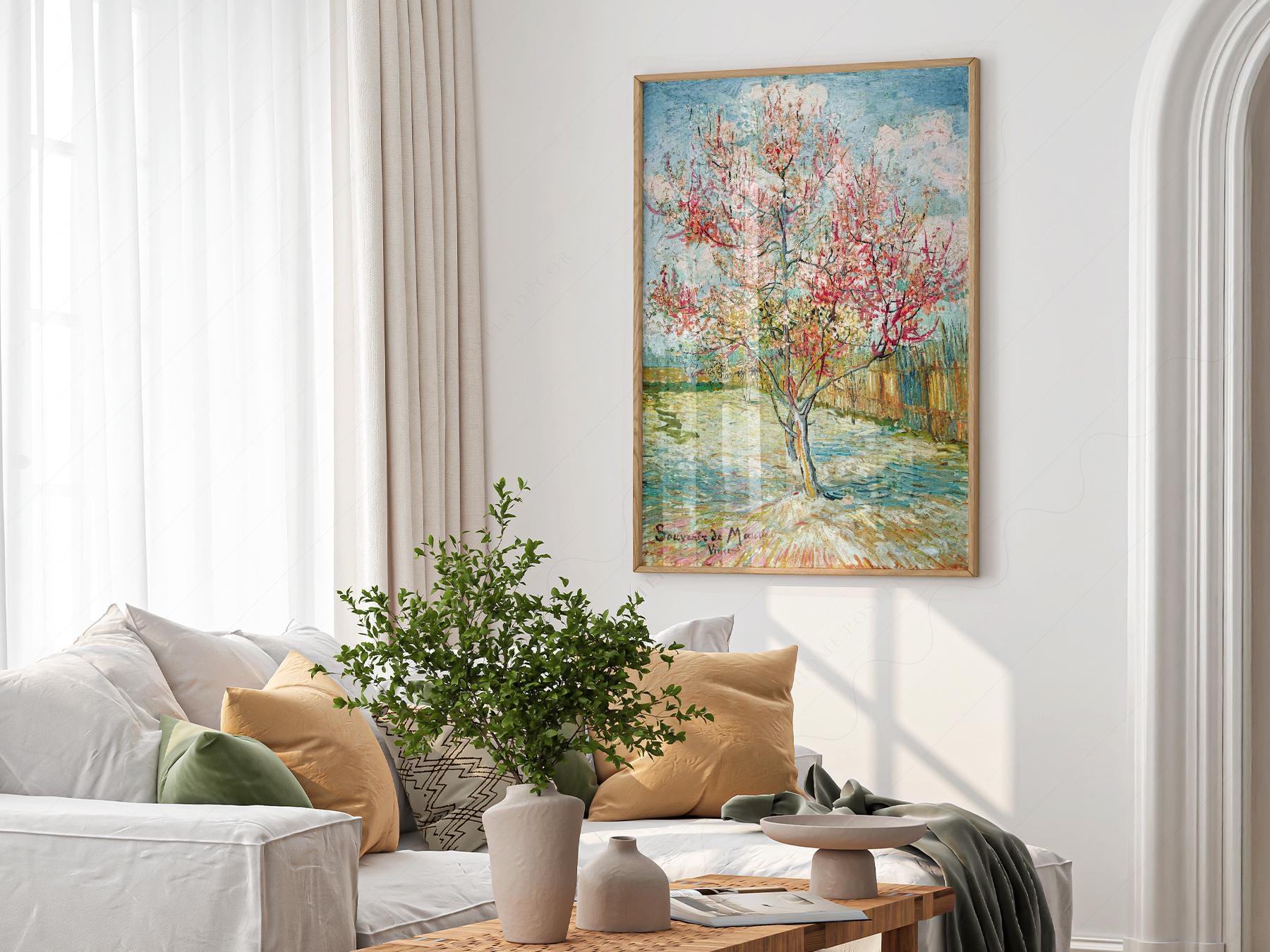 Vincent Van Gogh Pink Peach Trees Art Print – Famous Painting Wall Decor