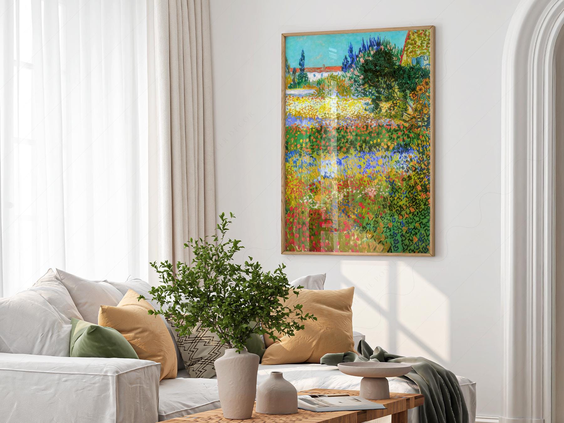 Vincent Van Gogh Flowering Garden Print – Famous Painting Wall Art