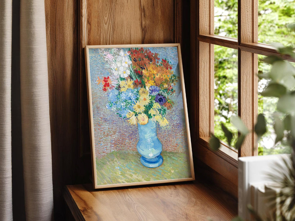 Van Gogh Flowers in a Blue Vase Art Print – Famous Painting Wall Decor