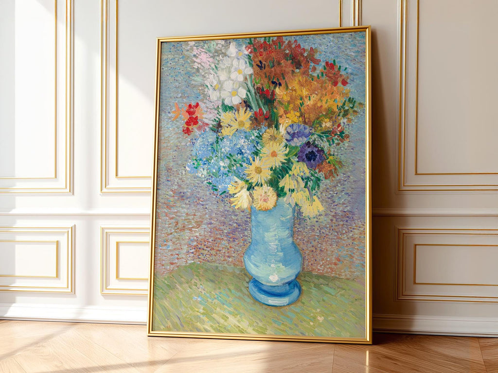 Van Gogh Flowers in a Blue Vase Art Print – Famous Painting Wall Decor