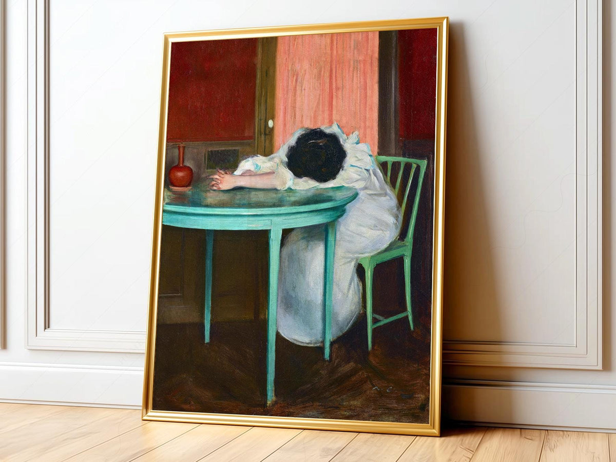 Ramon Casas, Tired Art Print – Moody Vintage Portrait Wall Decor