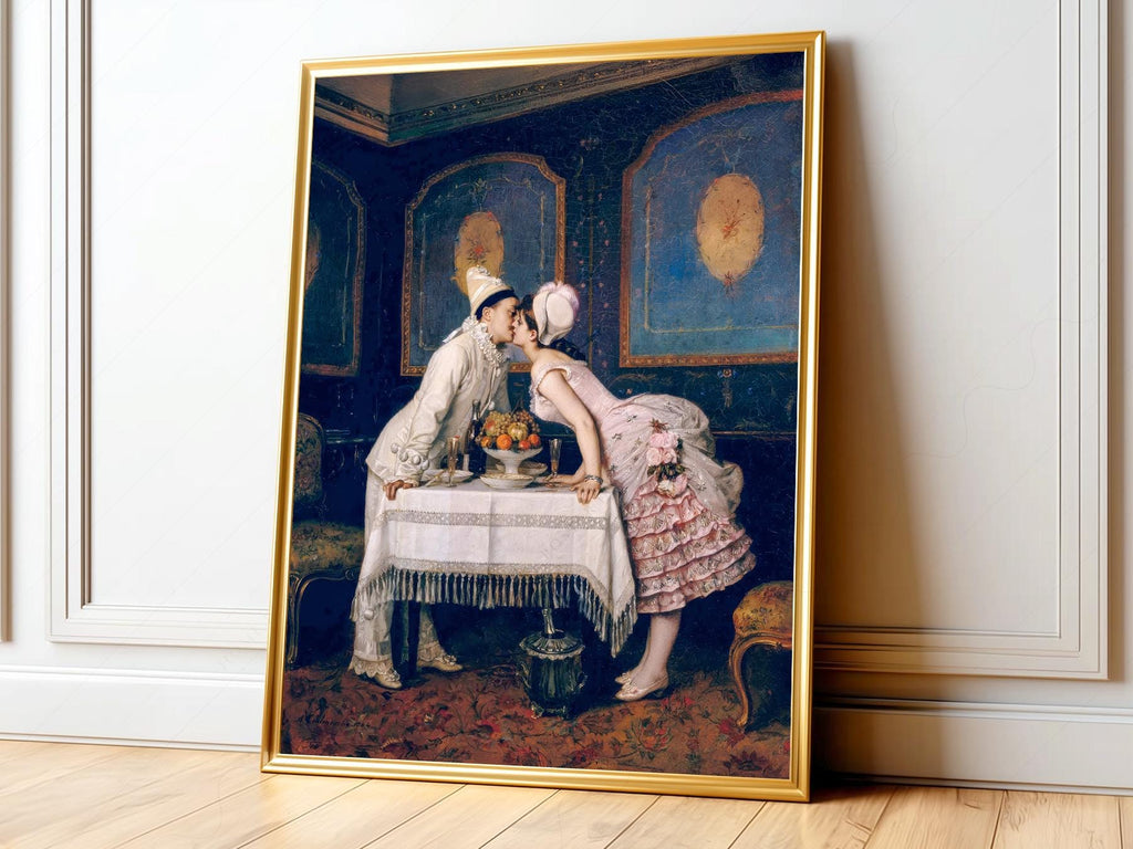 Auguste Toulmouche The Kiss – Romantic Victorian Wall Decor