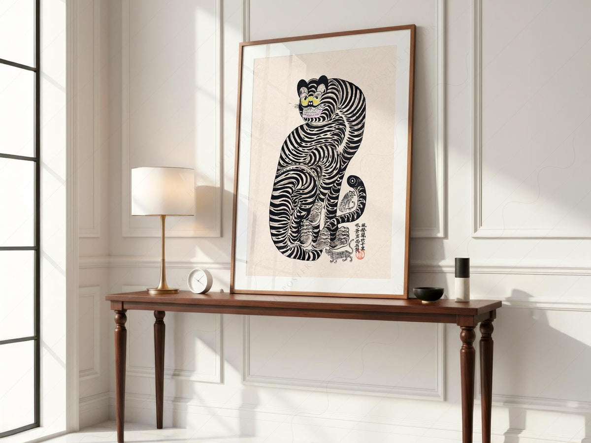 Japanese Talismanic Tiger Art Print – Vintage Asian Wall Decor Poster