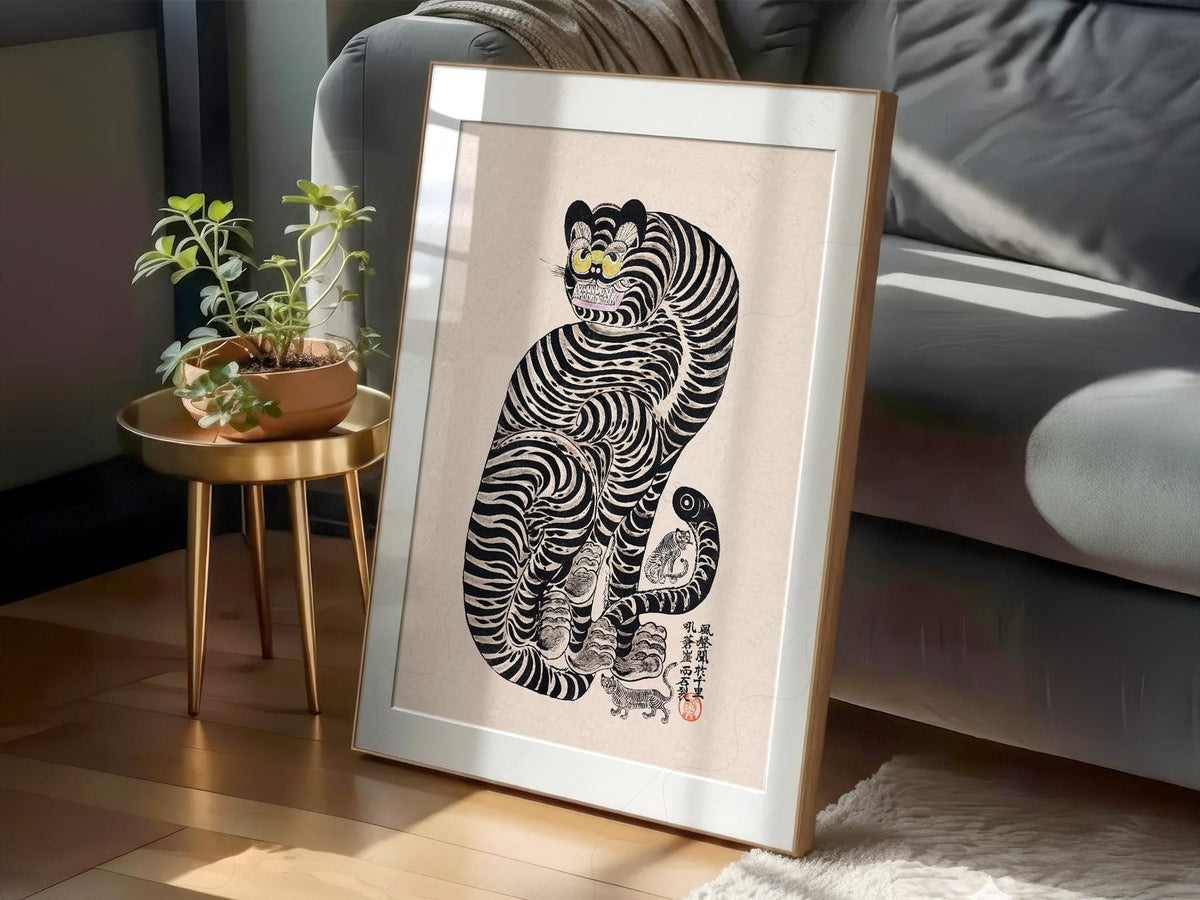 Japanese Talismanic Tiger Art Print – Vintage Asian Wall Decor Poster