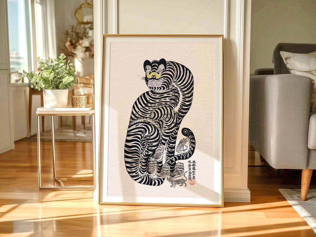 Japanese Talismanic Tiger Art Print – Vintage Asian Wall Decor Poster