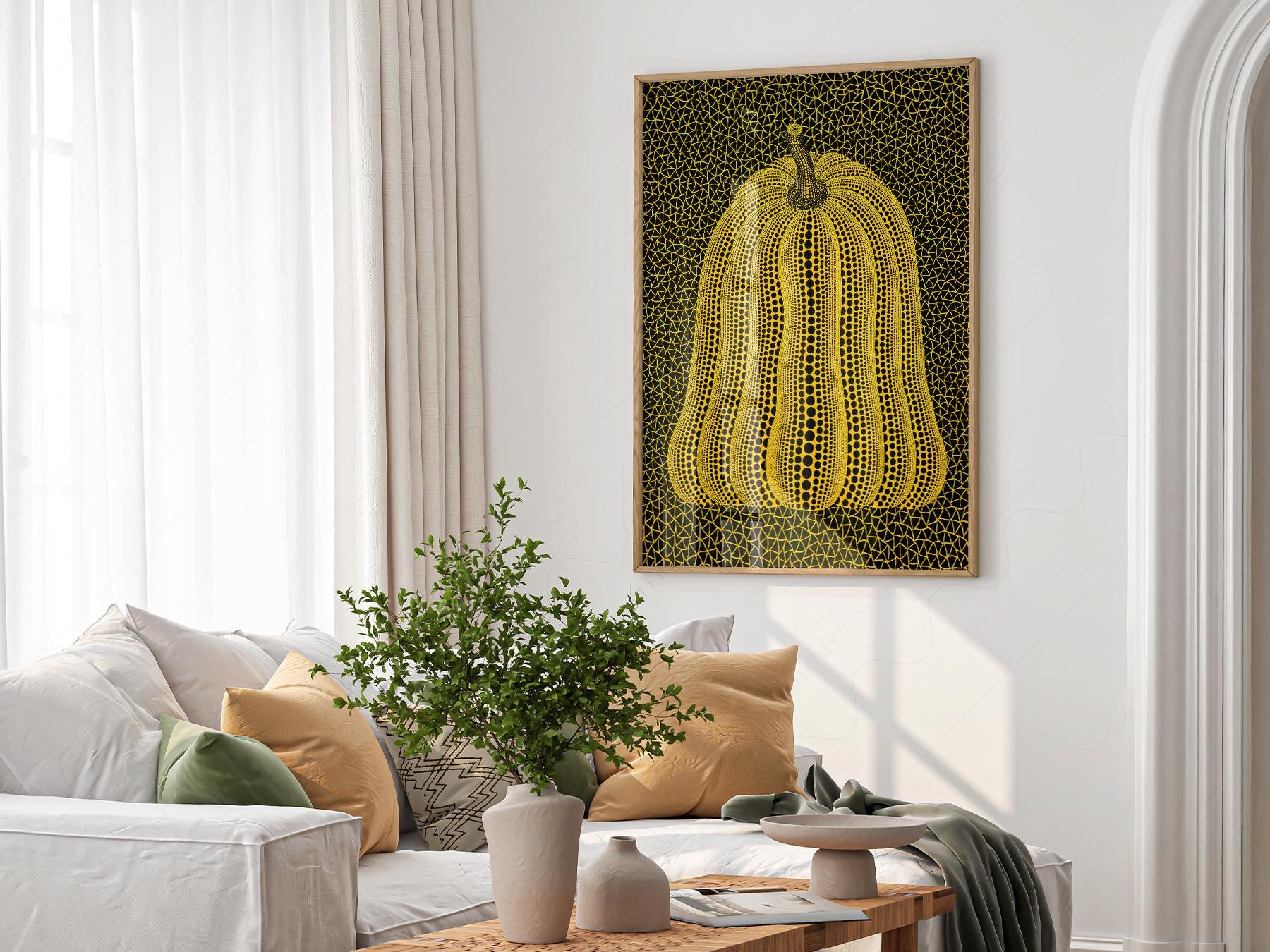 Yayoi Kusama Pumpkin Print – Dots and Nets Japanese Contemporary Art Poster