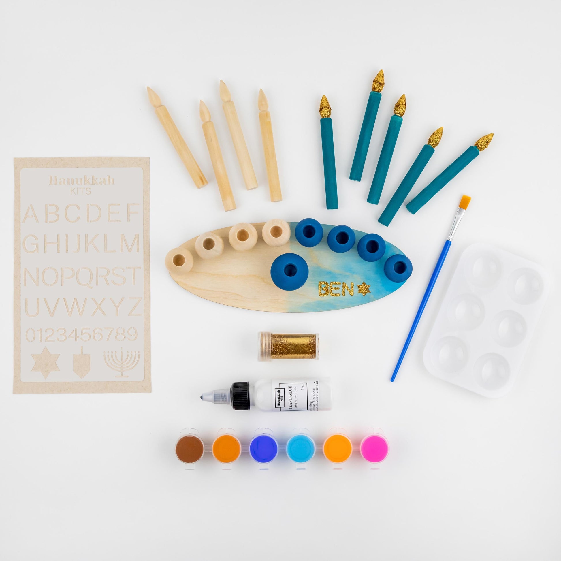 DIY Hanukkah craft kit. Kids play menorah. wooden menorah for hanukkah. Chanukah gift for kids. DIY Jewish craft. Hanukkah craft chanukia