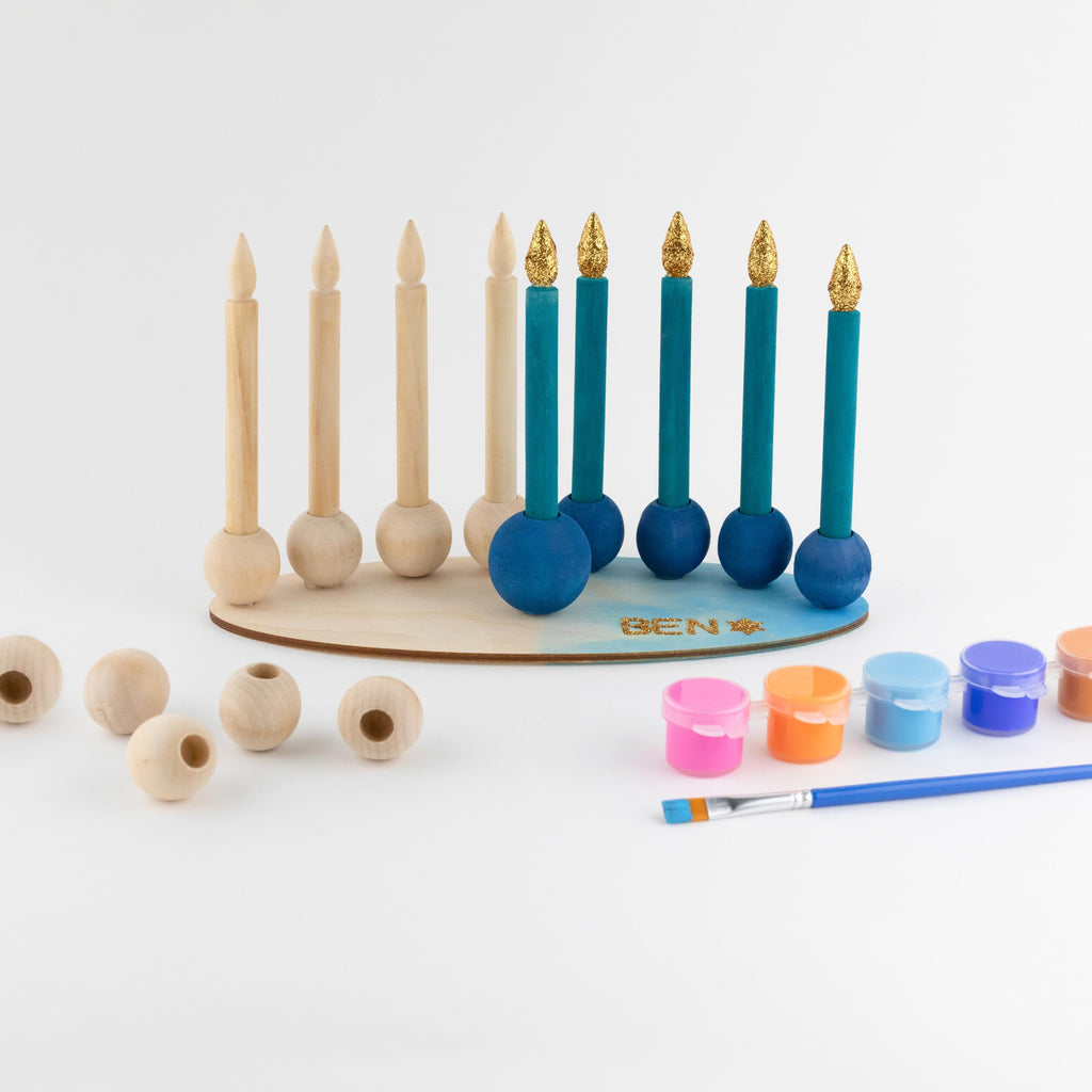DIY Hanukkah craft kit. Kids play menorah. wooden menorah for hanukkah. Chanukah gift for kids. DIY Jewish craft. Hanukkah craft chanukia